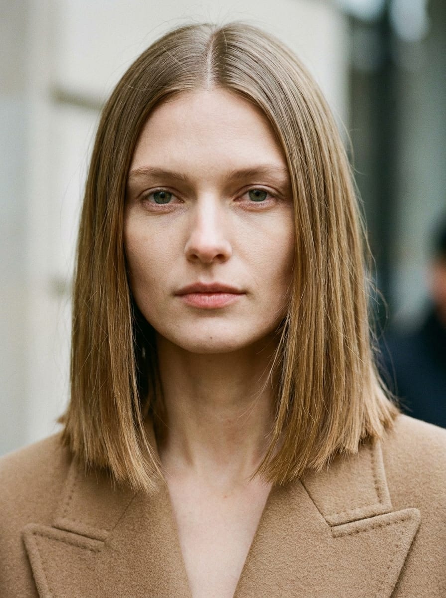 Straight Lob mit Mittelscheitel - Mittellange Frisur für feines Haar